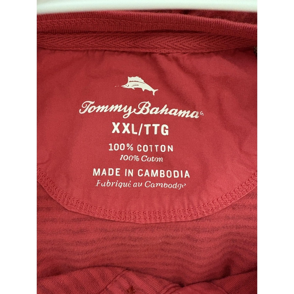 Tommy Bahama Shirt Mens 2XL Red Striped Pocket Short Sleeve - Picture 5 of 8